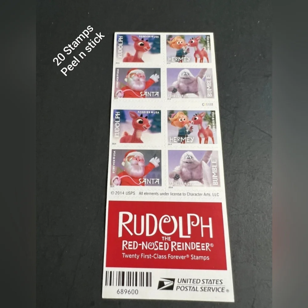 Rudolph The Red Nosed Reindeer Christmas Forever Stamps Booklet Peel N Stick